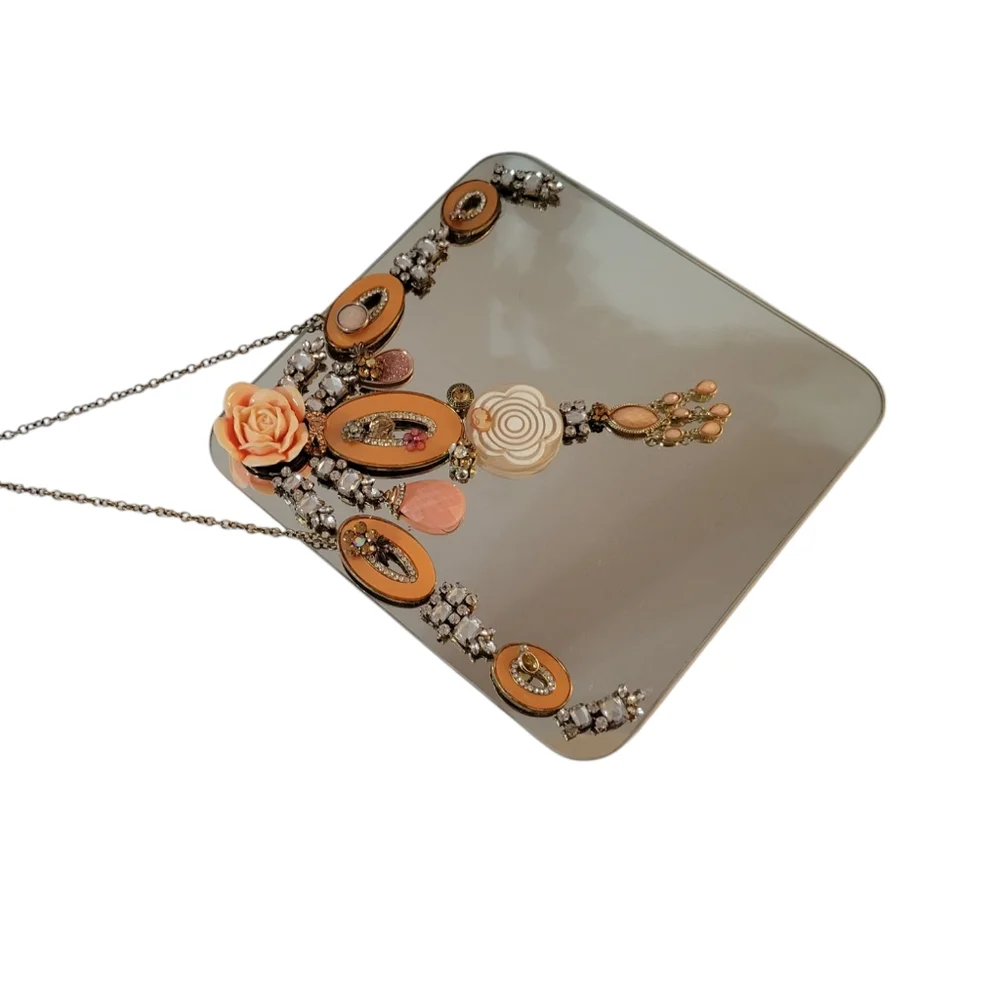Accent Hanging Mirror Upcycled Jewelry